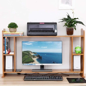 Wholesale Office Computer Desk Bamboo Flexible Multifunction Monitor Stand