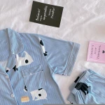 Wholesale Piyama Murah Pajamas Short Sleeve Long Pants Cute Cartoon Ladies Pyjamas  Sleepwear Women