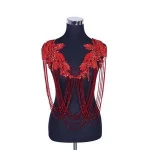 Wholesale popular beaded evening dress tassel fringe and trims rhinestone neckline jeweled applique