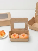 Window Kraft Paper Burger Triangle Sandwich Box Lunch Snack Takeaway Food Container
