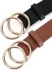 Women fashion Belts for Jeans with Fashion Double O-Ring Buckle and Faux Leather for woman