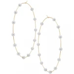 Women New Pearl Big Circle Gold Plated Earring Trendy Exaggerated Pearl Earring Wire Hoop Earrings