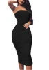 Women Solid Color Strapless Dress Hip wrapped Bodycon backless Pencil Dress