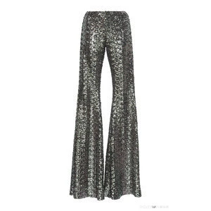 women wear casual sequin embroidered flared hemline long pant High Waisted floor length wedding prom back zip closure long Pants