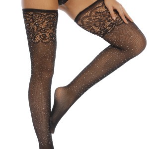 Women&#39;s Lace Sheer Stay Ups Socks Tights Hosiery over knee socks stockings rhinestone pantyhose