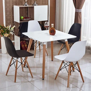 Wooden round pedestal dining table/square table for 4 person