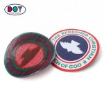 Woven Crest Factory Low Minimum Design Custom Machine Made Name Logo Clothing Damask Woven Patches
