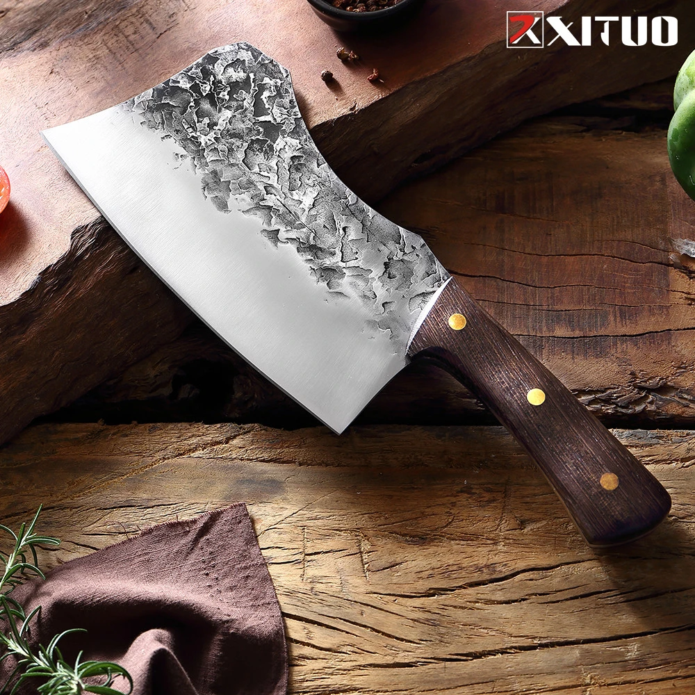 XITUO High Carbon Steel Chef Knife Professional Kitchen Knife Chinese Butcher Forging Chef Tools Slicing Knife With Wenge Wood