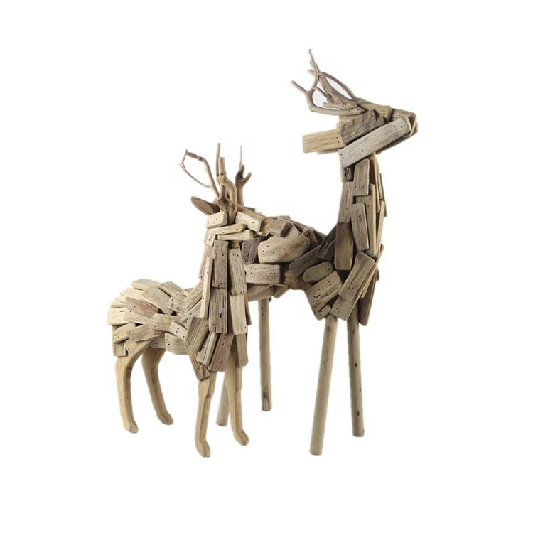 Xmas Driftwood Reindeer 22-Inch Height Christmas Decoration Reindeer Wood Craft