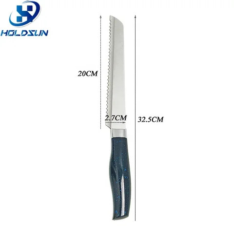 Yangjiang Supplier Custom Logo 8 Inch Sharp Blade Kitchen Stainless Steel Bread Knife with Marbling Handle