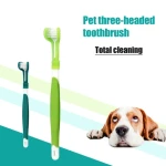 YOSHI Professional Pet Products Supplies Oem Custom 3D Triple tip Pet Toothbrush Three Head Cat Dog Toothbrush