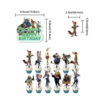 Zootopia Theme Happy Birthday Party Decorations Banner Cupcake Topper Latex Balloons Baby Shower Supplies Cartoon Theme Party