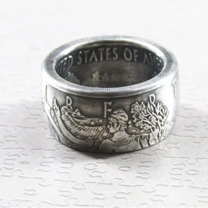 90% Silver Fashion jewelry American Statue of Liberty Commemorative Coin Ring Handmade In Sizes 8-16