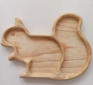 Squirrel Shaped Wooden Plate