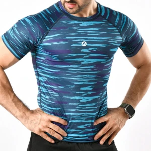 AB Men Top Quality Dri-fit Summer Rash Guard Swimming Running Gym Workout Half Sleeves Compression Shirt STY # 04