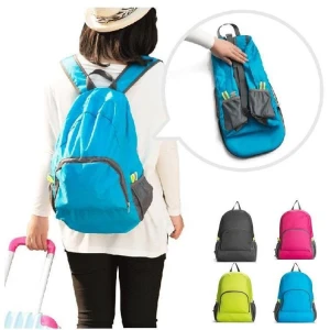 Nylon waterproof folding backpack for women and men outdoor sports mountaineering storage backpack travel schoolbag