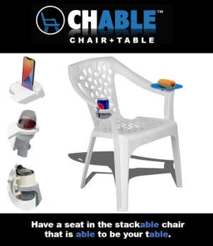 Plastic Stack Chair with Cup & Plate Holder
