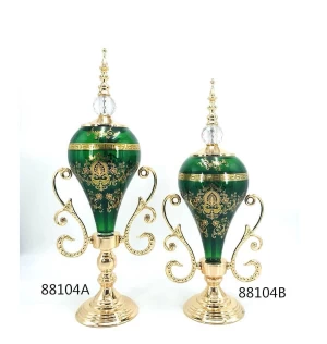 Household green ceramic candelabra decorating candle holders﻿