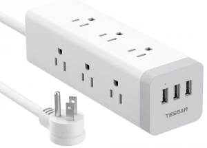 TESSAN TS-CUBE09 Long Power Strip Surge Protector, Charging Station with 9 AC Outlets 3 USB Ports Extension Cord