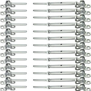 30 Pairs 1/8" Stainless Steel Cable Railing Hardware, System Kit, for Wire Railing, for Wood Posts, Adjustable Angle
