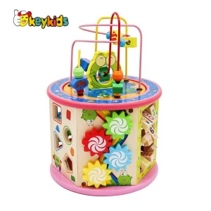 Top sale baby educational wooden activity cube for wholesale W11B153E