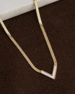 Women’s Gold-tone plated Necklace – Stainless Steel Designer Chain, Adjustable Extender