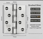 4 Inch 4x3x3 Thickened SUS304 Stainless Steel Butt Hinge, 3mm Thick Anti-rust Ball Bearing Door Hinge for All Types of