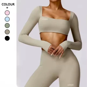 Yoga Sports Wear Long Sleeves Tops Leggings Two Pieces