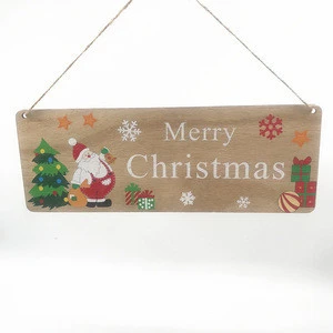 1 pcs Uv printed wooden Christmas tag Christmas decoration with hemp rope