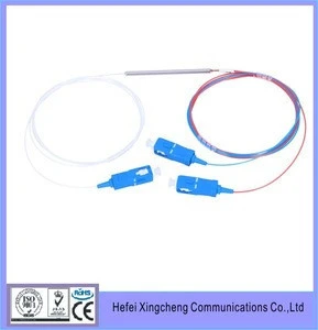 1*2 mini type steel tube FBT Fiber Optic Splitter/ copuler with SC connector