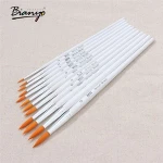 12Pcs/Pack Golden Tube White Rod Pointed Flat Head Paint Brush Nylon Watercolor Gouache Acrylic Paint Brush Set For Art Supplies