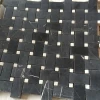 12x12 Nero Marquina Black Basketweave Mosaic,White Dots Honed, Chip Size: 1x2