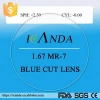1.67 coating blue block uncut eyeglasses optical lenses
