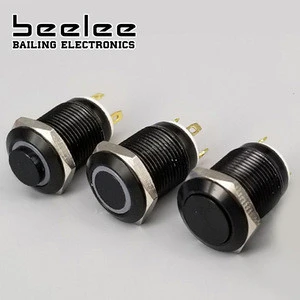 16mm black metal momentary push button switch with LED