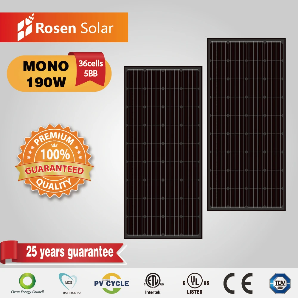 190W Easy Installation 36cells Mono Black Solar Panel
