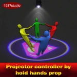 1987studio outdoor or indoor equipment for get hidden picture clue puzzle for player hold hands to lighten up a projector