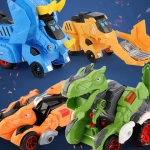 2 In 1 Dinosaur truck transformation diecast car toy impact car toys model for kids boy deformation figures robot toys