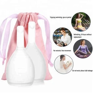 2 Sizes Reusable Soft Medical Silicone Ladies Women Menstrual Period Cup With Storage Bag