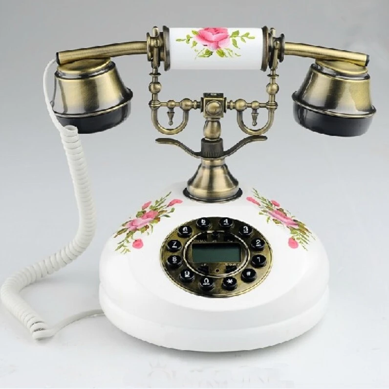 2015 Decor Corded Phone Vintage Style Home Wooden Antique Telephone