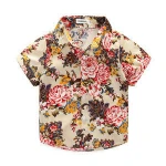 2017 Fashion beach style floral boy Hawaiian style print shirt with white casual shorts
