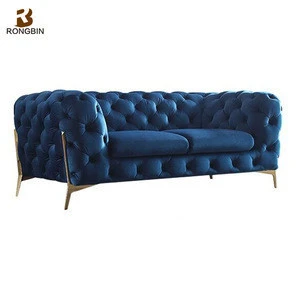 2017 Latest Design Living Room Velvet Chesterfield Sofa with Tufted Button