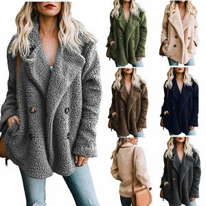 2019 New Shoulder Korean Design Fleece Lamb Fur Coat Trench Jacket Ladies Wool Winter Womens Coat