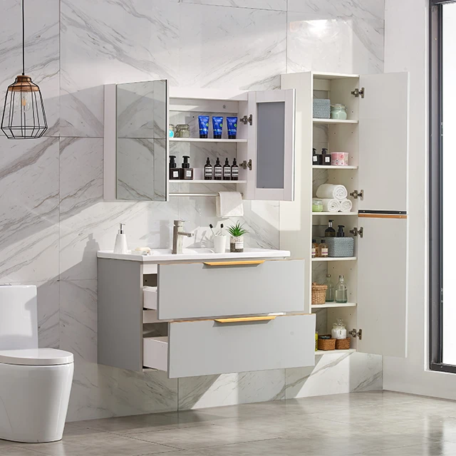 2020 China latest wall mounting cheap modern pvc bathroom cabinet vanity