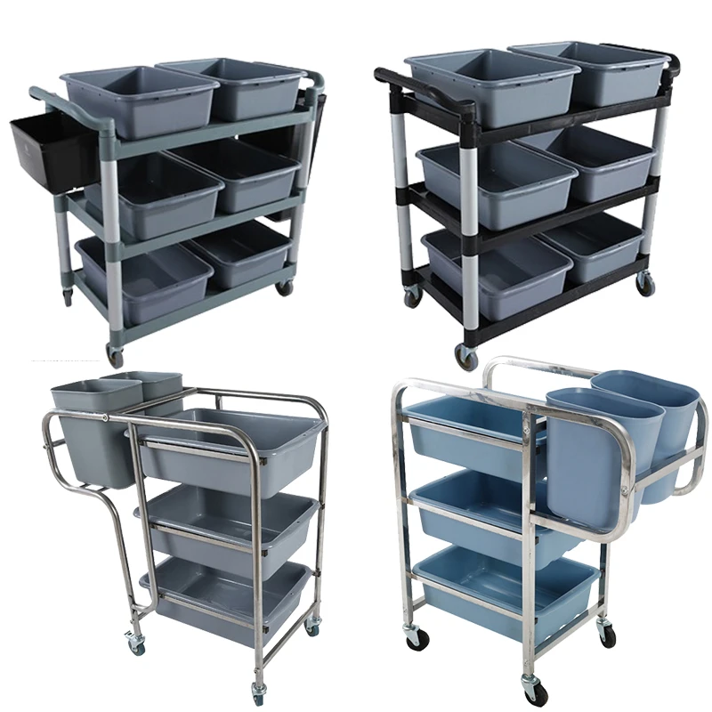 2020 Hotel restaurant tavern plate collect cleaning trolley plastic Kitchenware food collecting service dish cart