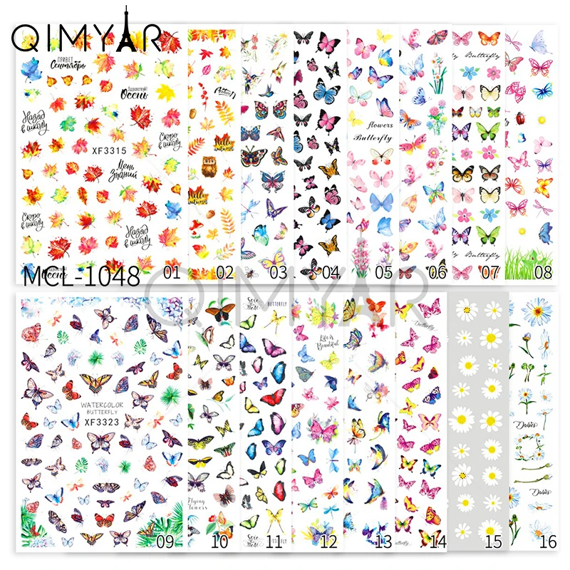 2020 Newest Colorful Butterfly Self Adhesive  Nail Art Designs Sticker for nail supplies