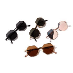 2020 Wholesale Cheap Price Trendy Style Metal Small Frame Polygon Mens Glasses Sunglasses