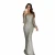 Import 2020 Women Ladies Apricot Fringe Long Sleeve Party Maxi Sequin Evening Dress from China