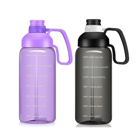 2021 New Arrival Large 2000ml Leakproof Tritan Bpa Free Motivational Water Bottle With Time Marker & Straw