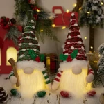 2024 Adorable Led Light Christmas Sequin Gnome Ornaments Doll Table Xmas Decoration