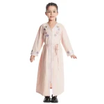 2024 New Fashion Arabic Muslim Dress Kaftan Children Kimono Cardigan Embroidery Open Abaya Dubai Girls Abbayas With Zipper